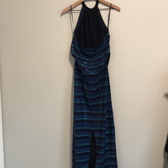 St. John Couture Blue Sparkle Evening Gown - Picture 7 of 8